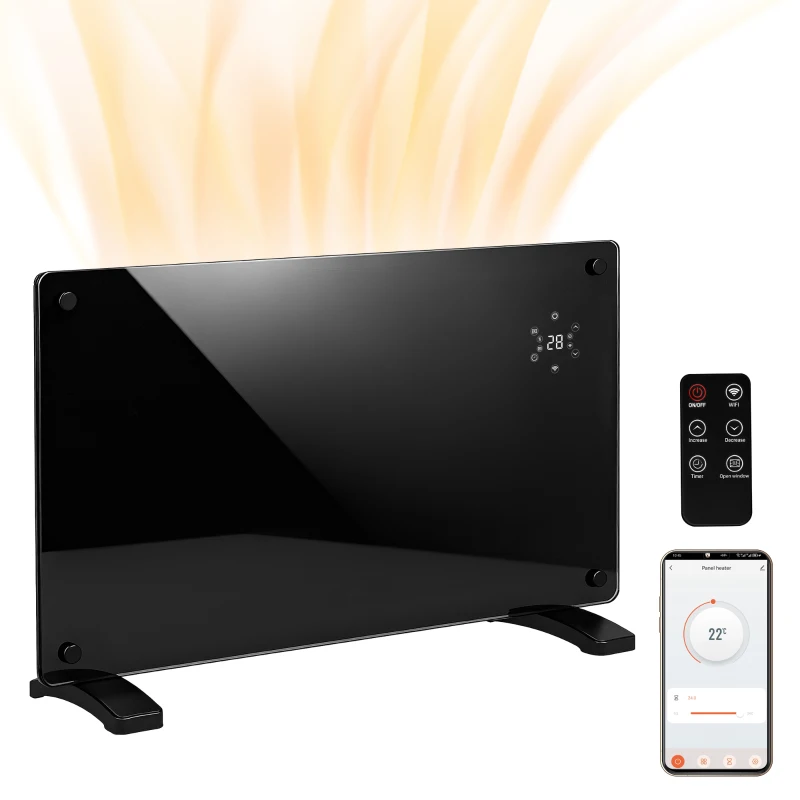 HOMCOM 1500W 5-35℃ Smart Control Heater - Black