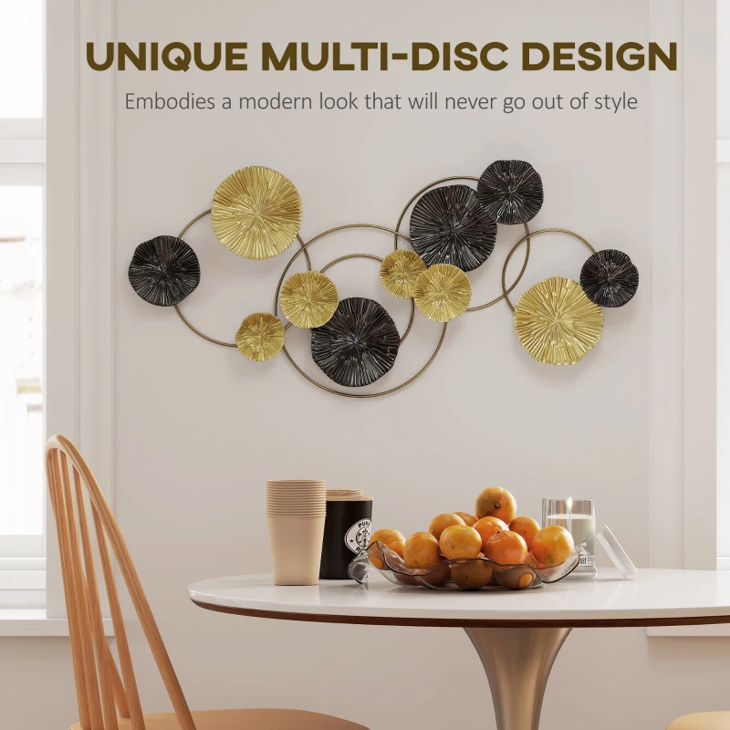 HOMCOM Metal Wall Art, Modern Hanging Wall Decor with Multi-Disc Design for Living Room