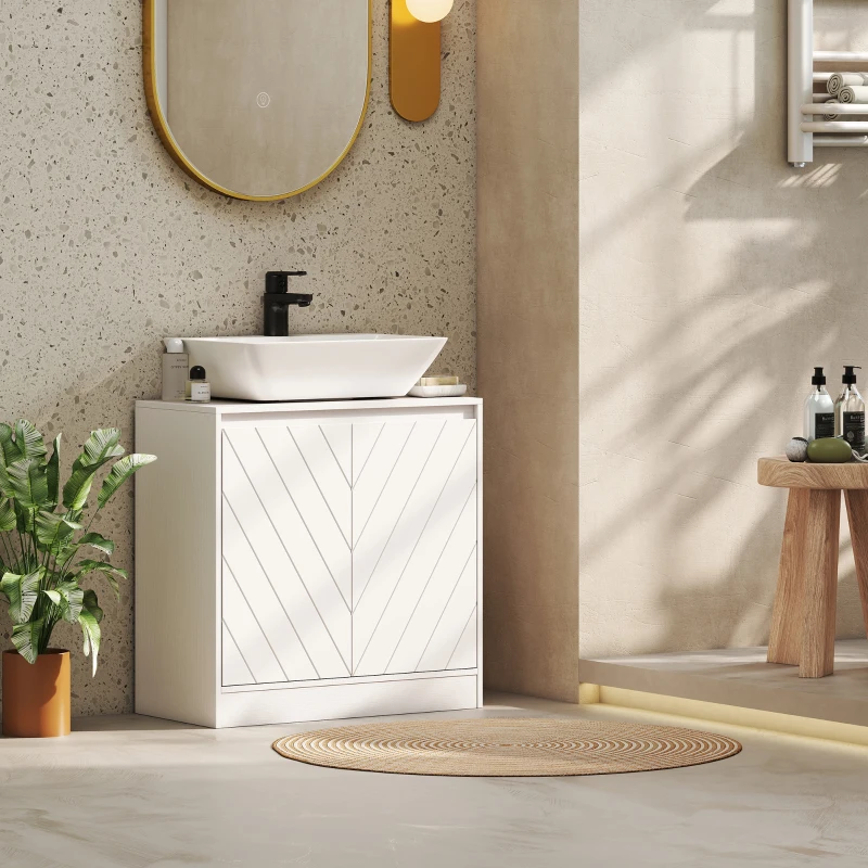 HOMCOM Meuble Sous-Lavabo Meuble de Salle de Bain avec 2 Portes Étagère Réglable pour Lavabos avec ou sans Colonne 60x30x59,8 cm Blanc