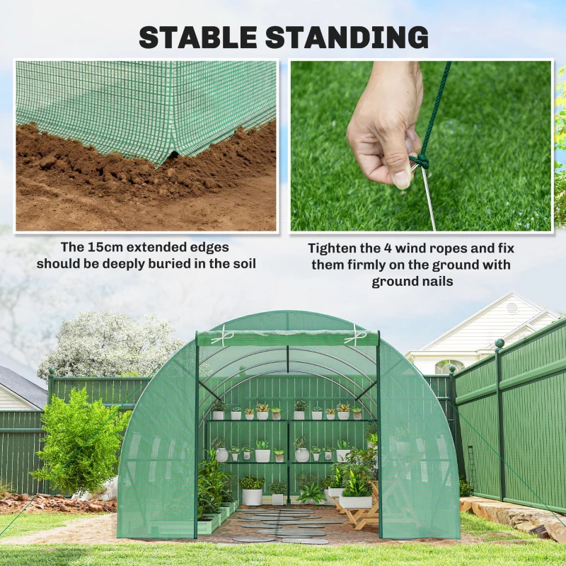 Outsunny 6 x 3 x 2m Walk-in Outdoor Garden Greenhouse Polytunnel with Door and Windows