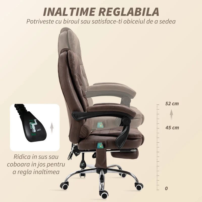 Vinsetto Scaun Birou Masaj – inclinabil, incalzire & 6 Vibratii