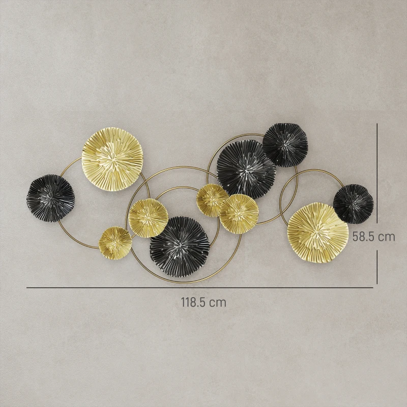 HOMCOM Metal Wall Art, Modern Hanging Wall Decor with Multi-Disc Design for Living Room