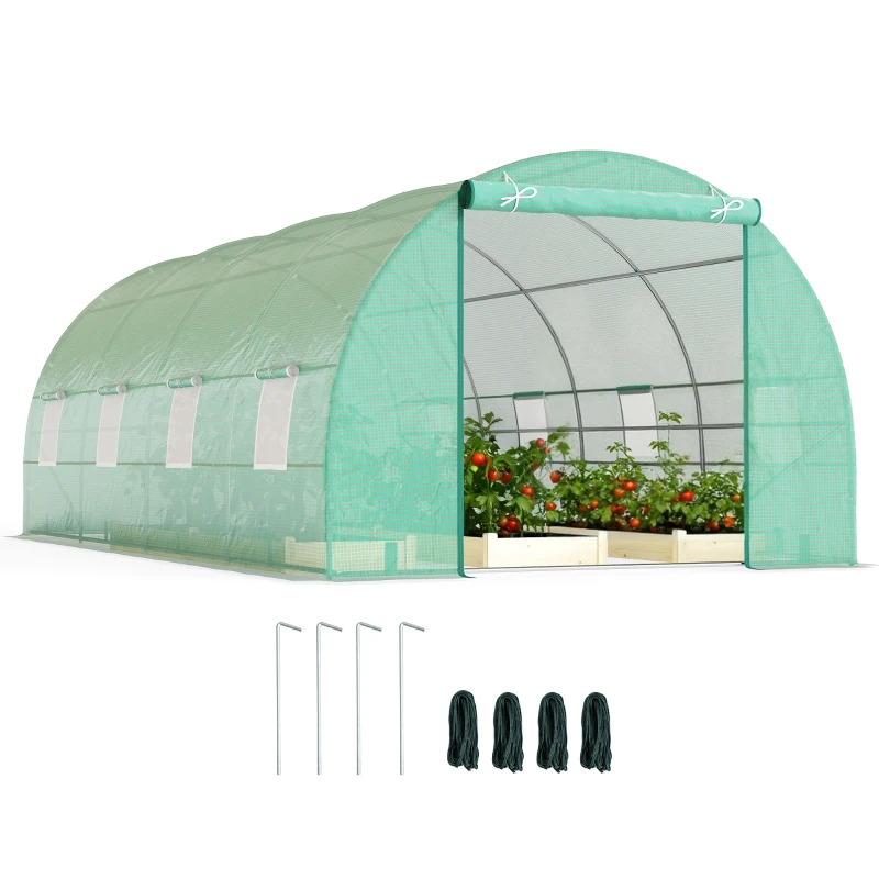Outsunny 6 x 3 x 2m Walk-in Outdoor Garden Greenhouse Polytunnel with Door and Windows