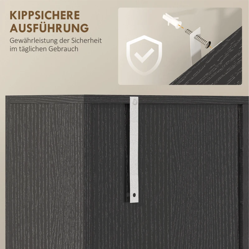 HOMCOM Küchenschrank, Buffet mit Schublade, Soft-Close Türen, 80 x 35 x 180 cm, Schwarz
