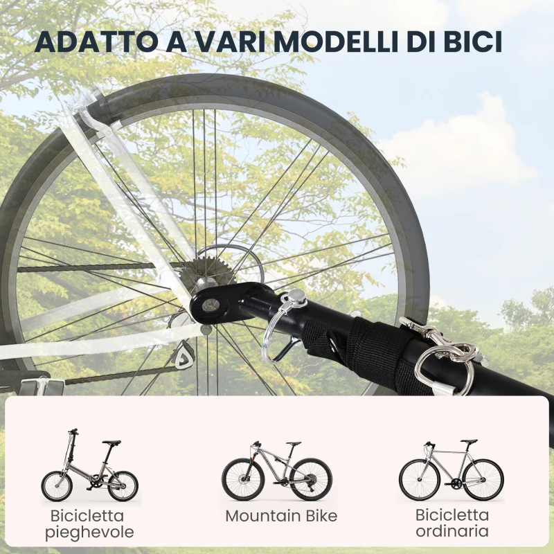 HOMCOM Carrello Bici con Pareti Pieghevoli, Gancio e 4 Catarifrangenti, in Acciaio e PE, 139x71.5x49 cm, Nero