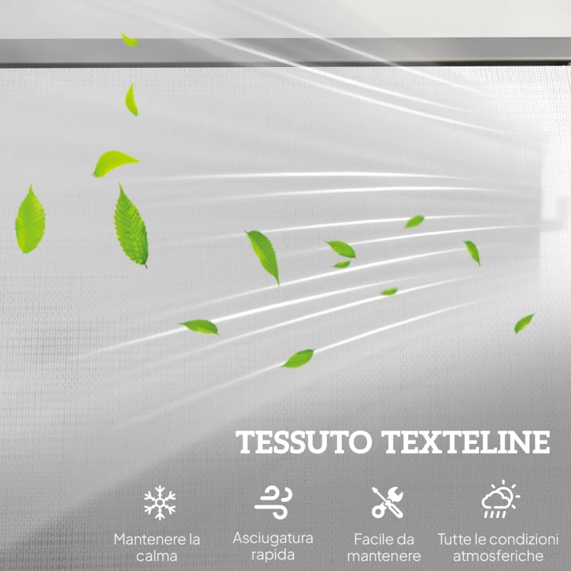 Outsunny Panchina a Dondolo da Giardino a 3 Posti in Metallo e Tessuto a Rete Traspirante, 147x70x85cm, Beige