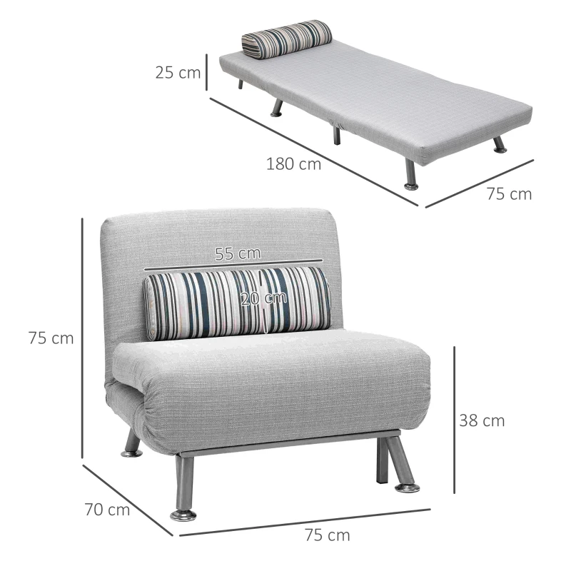 HOMCOM Futon Sofa Bed 1 Person Sleeper Foldable Portable Pillow Lounge Couch Furniture(m-3)
