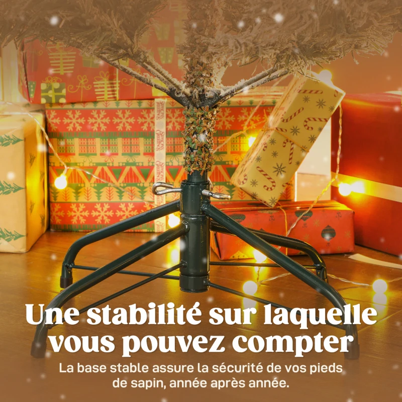 HOMCOM Sapin de Noël artificiel floqué de neige 150 cm, arbre de Noël avec 828 branche, support en métal pliable, vert