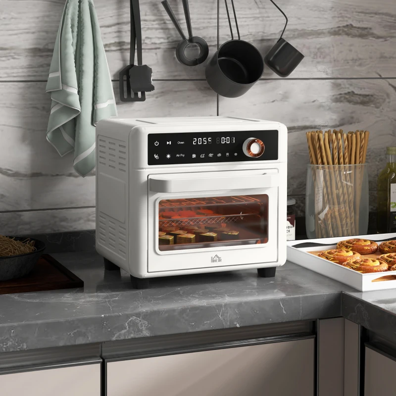 HOMCOM Four électrique de table 13L 1200W Friteuse à air 1200W Air Fryer avec 12 modes de chauffage et minuterie crème(m-10)