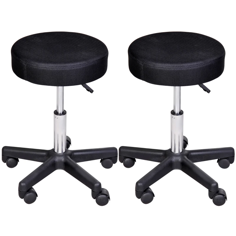 HOMCOM Lot de 2 tabourets de massage à roulettes reglable en hauteur pivotant avec trois couleurs de housse de protection