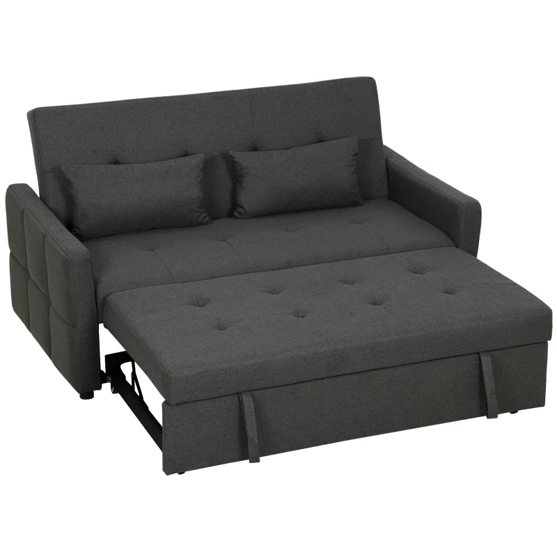 HOMCOM Three-Way Two-Seater Sofa Bed - Charcoal Grey