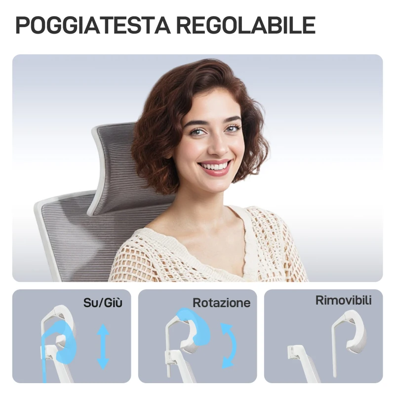 HOMCOM Sedia da Ufficio Ergonomica e Traspirante con Supporto Lombare Dinamico 4D, 64.5x62.5x112-122 cm, Multicolore