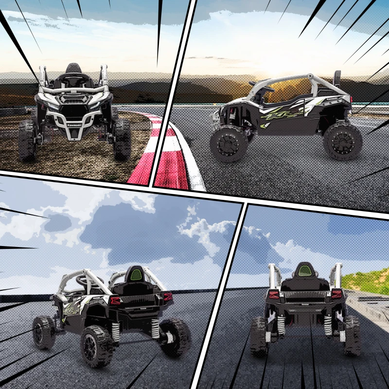 AIYAPLAY 12V Elektrisches Geländefahrzeug für Kinder, Fernbedienung, LED-Lichter, Musik, Hupe, für Kinder von 3-8 Jahren, Grau