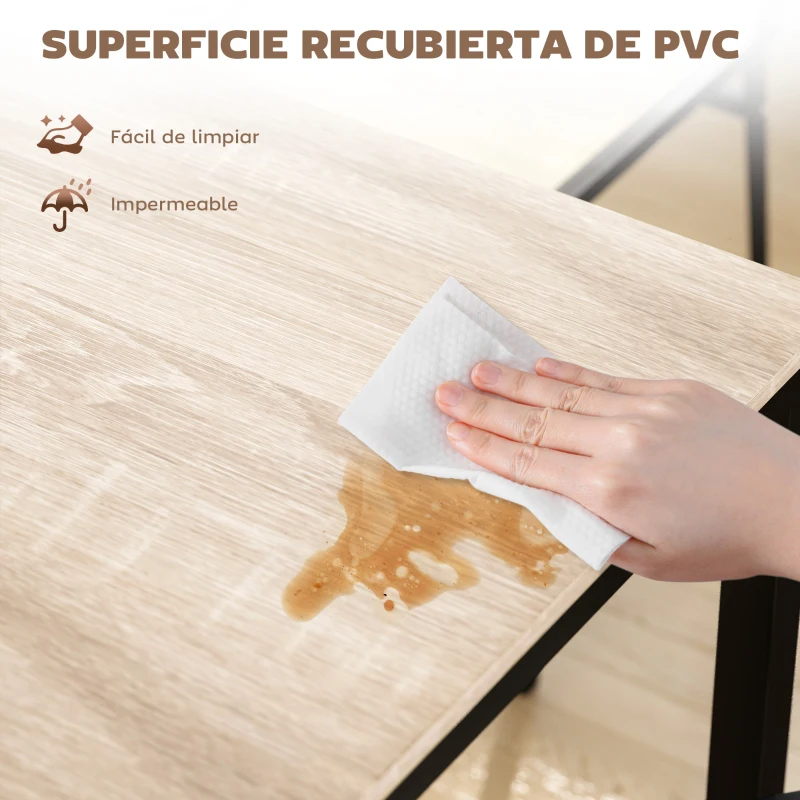 HOMCOM Juego de Mesa y 4 Sillas de Comedor Estilo Moderno Marco Metálico para Espacios Pequeños Negro