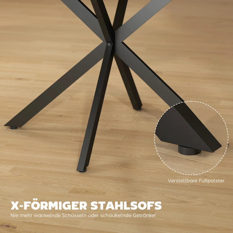 HOMCOM Uitschuifbare ronde eettafel voor 4-6 personen, 100-135 cm, keukentafel met X-vormig stalen onderstel, natuurhout, zwart