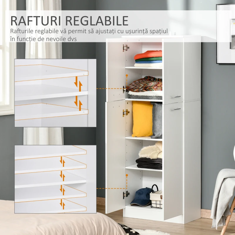 Homcom Dulap Camera cu 2 Compartimente si Rafturi Reglabile(m-6)