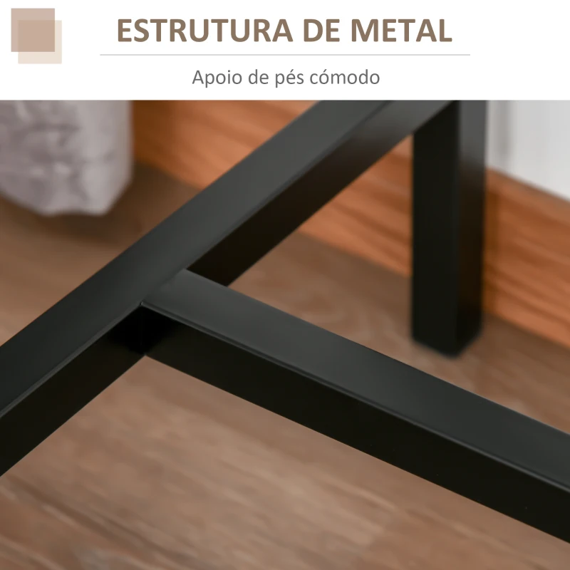 HOMCOM Conjunto de Mesa de Bar com 2 Bancos Conjunto de 3 Peças com 2 Bancos com Encosto e Apoio para Pés Design Industrial Madeira e Preto