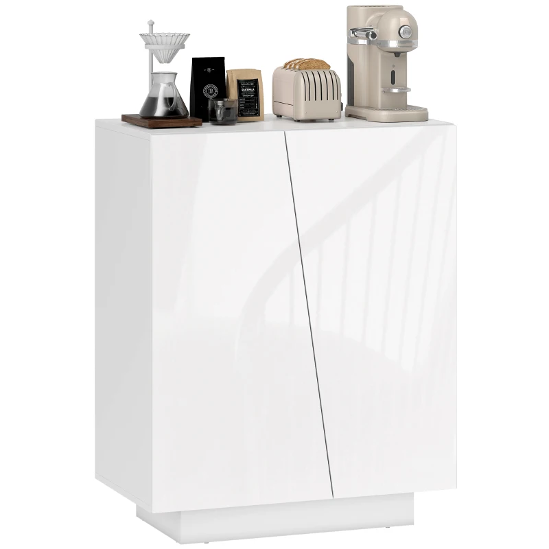 HOMCOM Buffet meuble de rangement avec placard double porte et étagère réglable, 70 x 40 x 88 cm, blanc brillant
