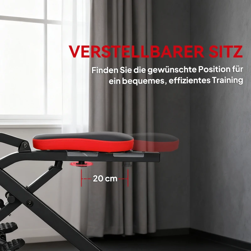 SPORTNOW Trainingsmaschine, verstellbar, Metallrohre, Pedale, klappbar, Rot