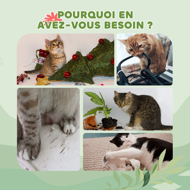 PawHut Arbre à chat du sol au plafond, tour à chat réglable en hauteur 225-255 cm à plusieurs niveaux, revêtement peluche, gris