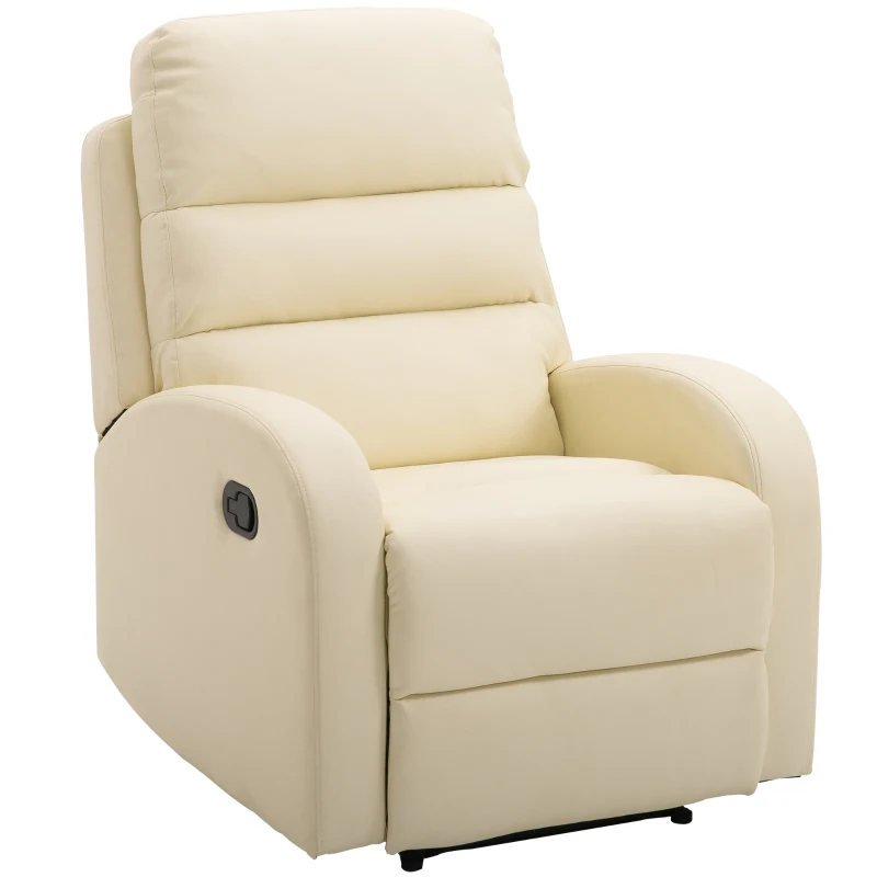 HOMCOM Fotoliu Relax Rabatabil cu Taburet in Piele Ecologica,Crem