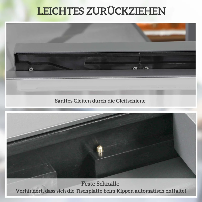 Outsunny Gartentisch ausziehbar Outdoortisch Erweiterbarer Buffettisch, wetterbeständig, 160 cm × 80 cm × 75 cm, Schwarz