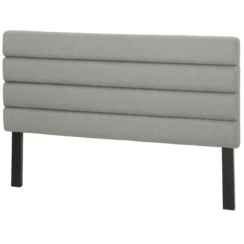 HOMCOM Testiera per Letto 140 cm Imbottita in Lino Altezza Regolabile 3 Livelli 106/116/126 cm Montata a Parete Grigio