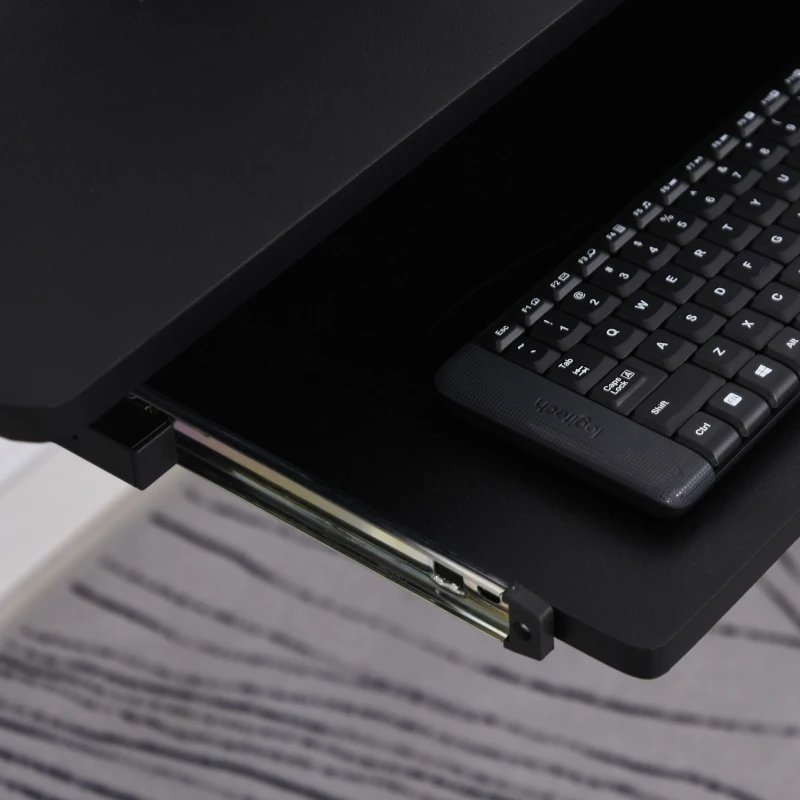 HOMCOM Birou pentru Computer in forma de L cu Suport pentru Tastatura Suport pentru CPU negru