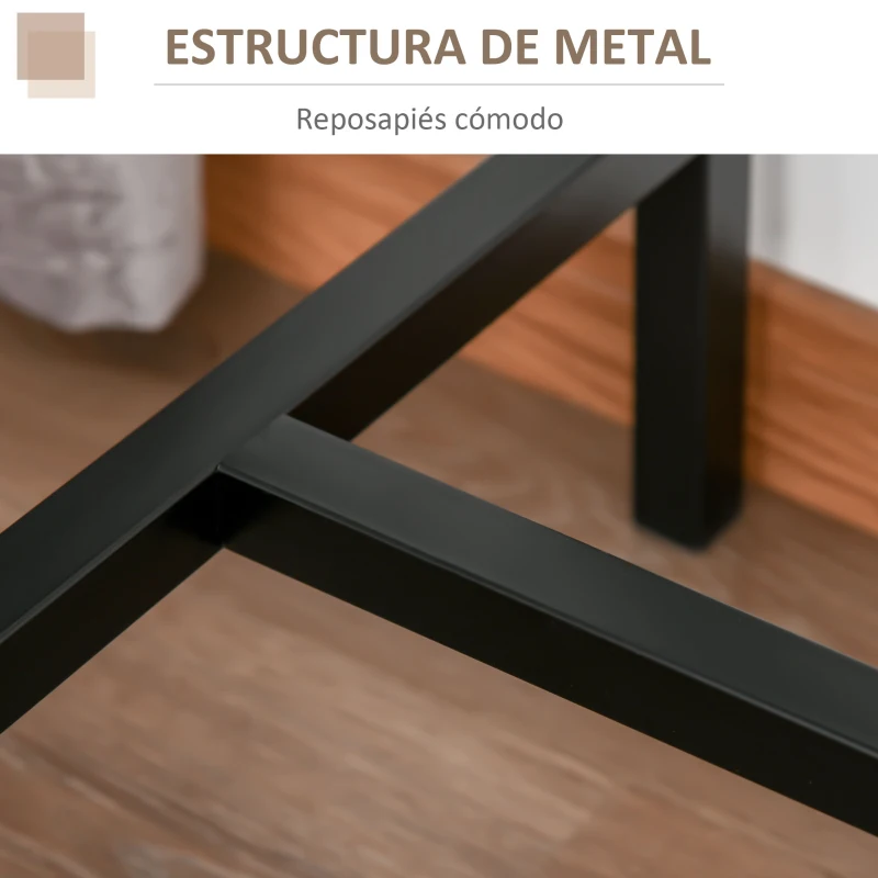 HOMCOM Set de Mesa de Bar y 2 Taburetes Estilo Industrial Marco de Metal para Cocina Salón Natural y Negro