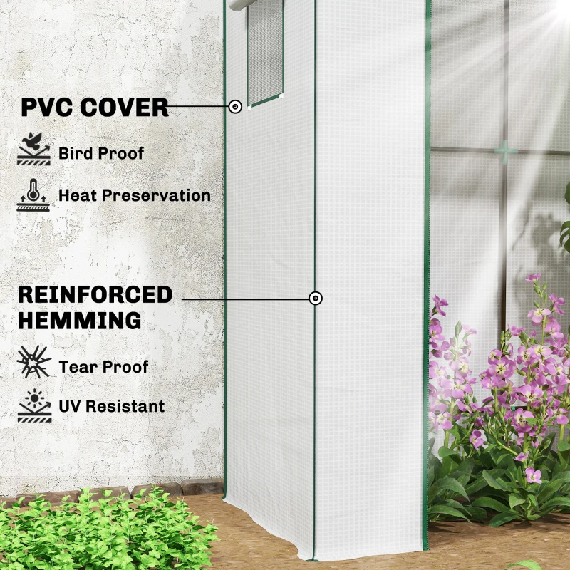 Outsunny PE Cover Walk-in Outdoor Greenhouse, White