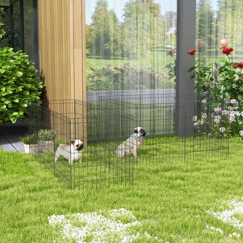 PawHut Lot de 2 parcs enclos modulables pour chiens lapins rongeurs clôture pour petits animaux pliant 1 porte 8 panneaux