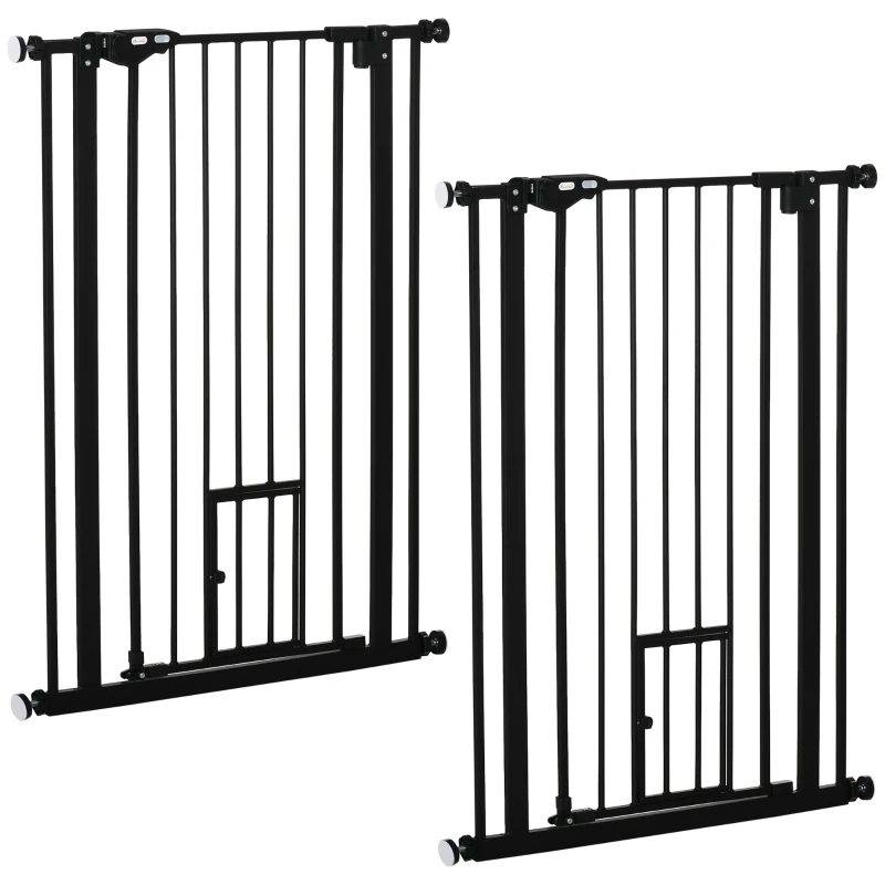 PawHut Lot de 2 barrières de sécurité animaux de 104H cm avec système de double verrouillage sans percage de 74 à 80 cm
