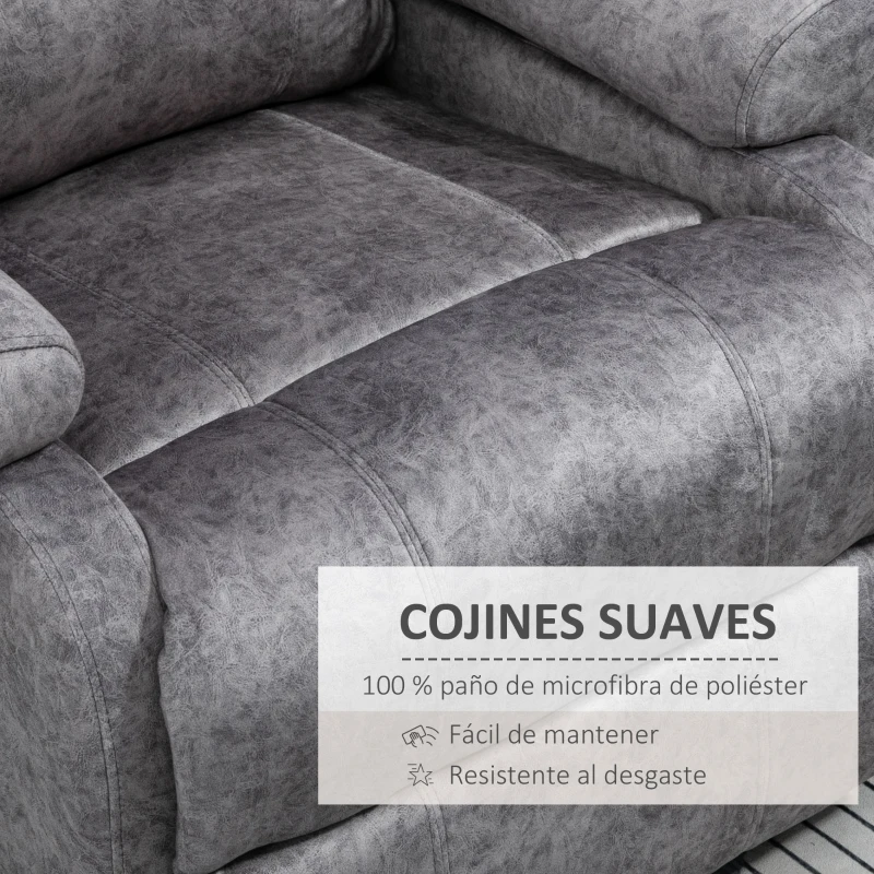 HOMCOM Sillón Relax Reclinable Manual hasta 135º con Reposabrazos Reposapiés Acolchado Grueso Gris