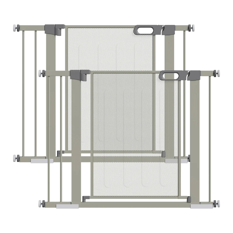 PawHut Lot de 2 barrières de sécurité pour animaux domestique avec fermeture automatique double verrouillage largeur 75-103 cm