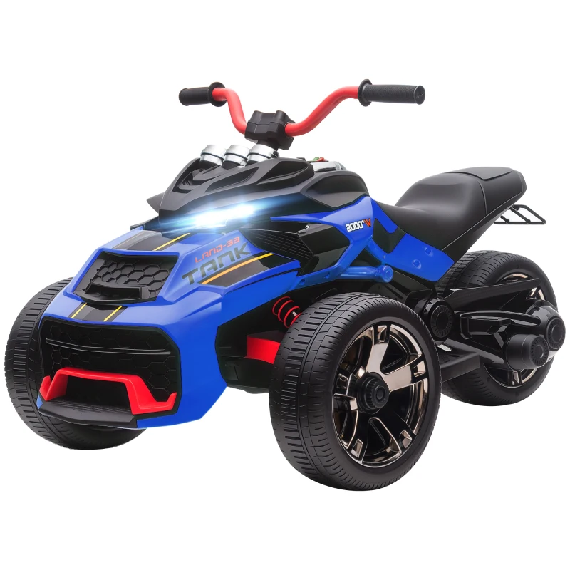 AIYAPLAY 12V Kids Electric Ride On Car with 3 Wheeler, MP3 Player, Horn, 2 Speeds, LED Lights for Boys & Girls Ages 3-8, Blue
