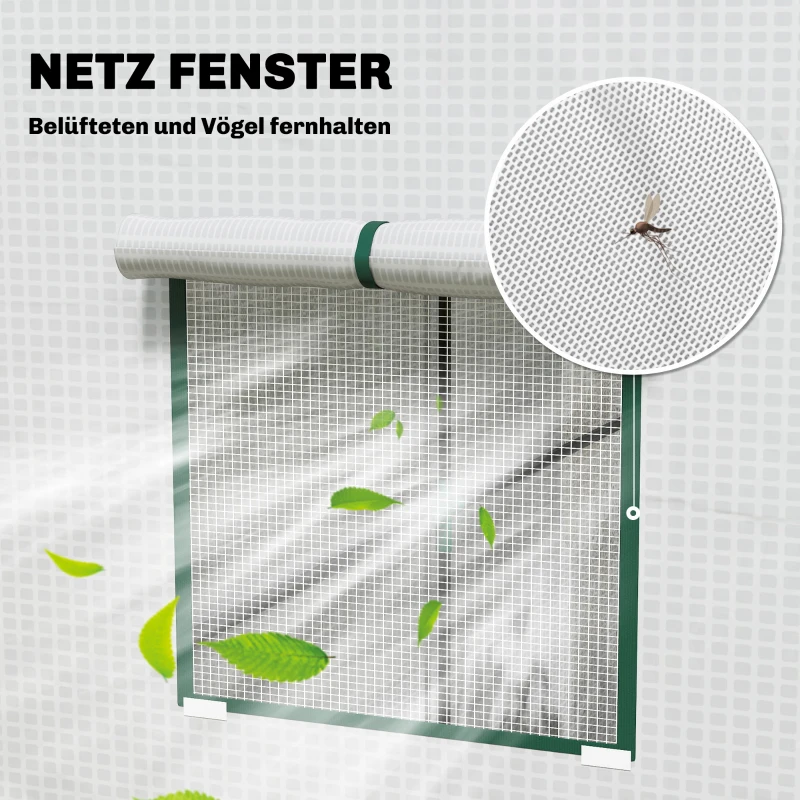 Outsunny Tomatengewächshaus Foliengewächshaus mit Rolltor Mesh-Fenster Schrägdach 196 x 77 x 197 cm Weiß