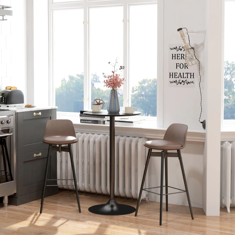 HOMCOM Table de bar ronde table de bistro mange-debout table de cuisine style contemporain plateau peint et cadre en acier