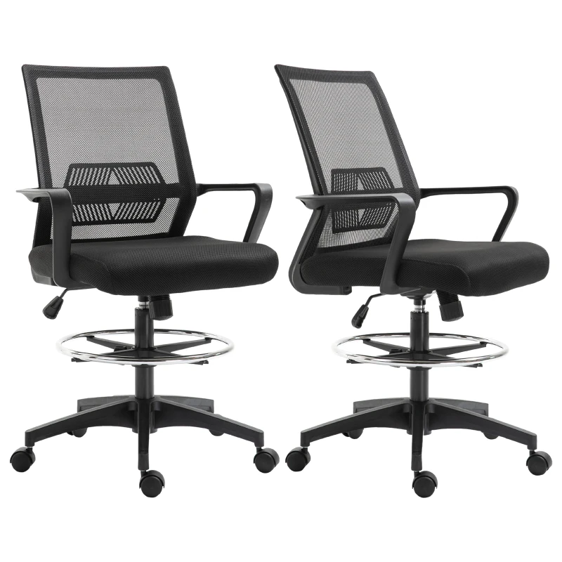 Vinsetto Lot de b2 fauteuils de bureau chaise de bureau assise haute réglable dim. 64L x 59l x 104-124H cm