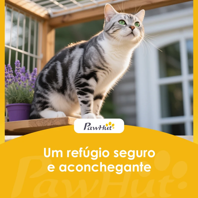 PawHut Casa para Gatos Exterior em Madeira 2 Níveis com Telhado Basculante Painel Central Removível  51x51x81,3 cm Madeira