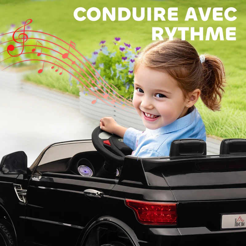 HOMCOM Voiture électrique enfants véhicule électrique 12 V double moteurs 3 à 5 km/h 110 x 68 x 52 cm noir(m-8)
