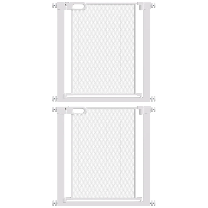 PawHut Lot de 2 barrières de sécurité pour animaux domestique avec fermeture automatique double verrouillage largeur 75-82 cm