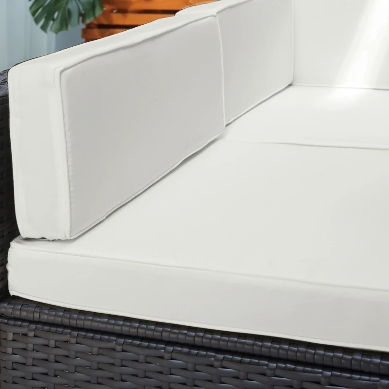 Outsunny Ensemble salon de jardin 7 pièces modulables, coussins déhoussables inclus, table basse avec plateau verre trempé, en résine tressée, brun foncé