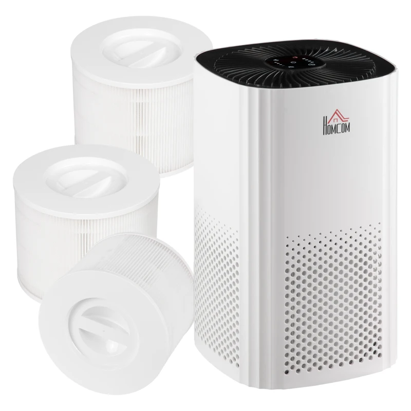 HOMCOM Purificateur d'air + Filtre pour purificateur d'air - Ioniseur, CADR 225m³/h, minuterie - filtration en 3 étapes