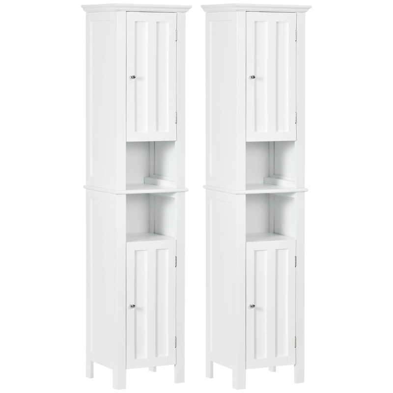 kleankin Meuble colonne de salle de bain armoire haute design moderne 4 placards avec porte 35 x 30 x 158,5 cm blanc