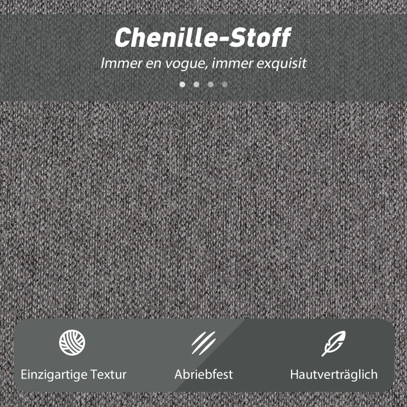 HOMCOM 2-Sitzer-Schlafsofa aus Schaumstoff, Schlafcouch mit breiten Armlehnen, 2 Kissen, 360 kg Belastbarkeit, Grau