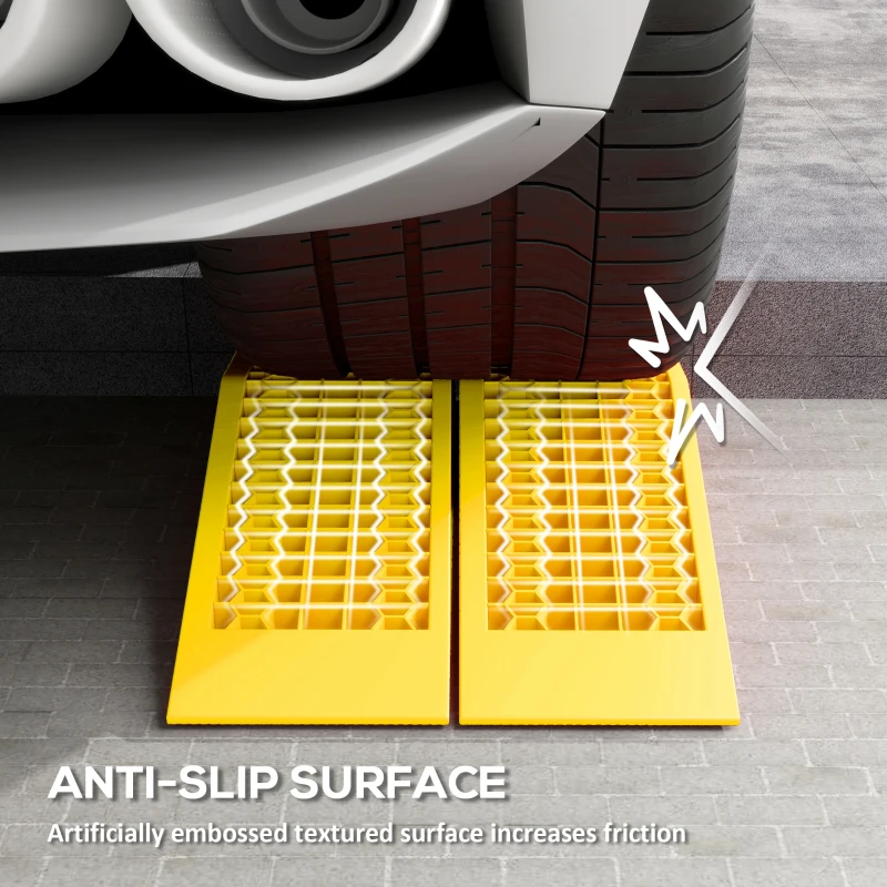 HOMCOM Set 2 Rampe de Încărcare pentru Auto din Plastic Antiderapant cu Capacitate 3tone, Galben