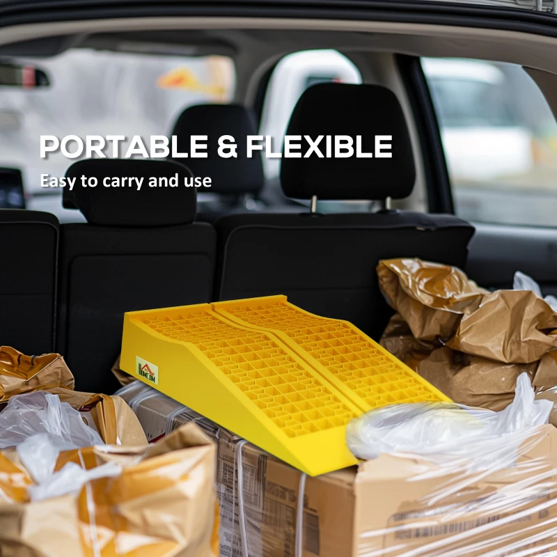 HOMCOM Set 2 Rampe de Încărcare pentru Auto din Plastic Antiderapant cu Capacitate 3tone, Galben