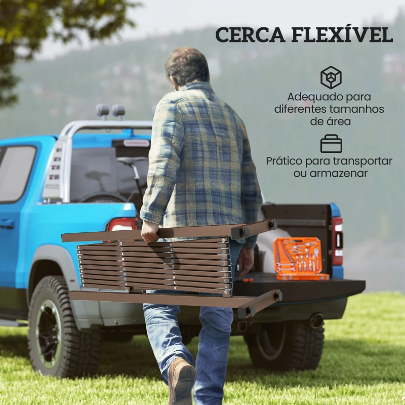 Outsunny Cerca de Jardim em Liga de Alumínio Barreira de Exterior Extensível Cerca de Jardim Metálica 250x31x103,5 cm Marrom