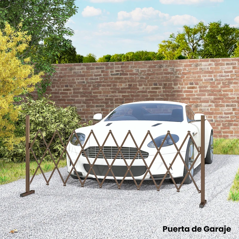 Outsunny Valla de Jardín Exterior de Aleación de Aluminio Puerta de Jardín Exterior Extensible 250x31x103,5 cm Café Oscuro