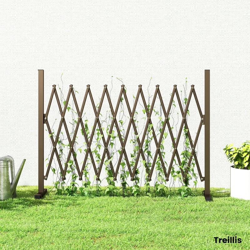 Outsunny Barrière Extensible rétractable barrière de sécurité 250L x 31l x 104H cm alu métal Chocolat